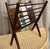 Vintage American made 1940s Mid Century Modern, folding design, wood magazine rack.