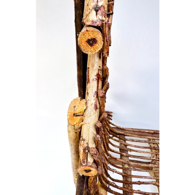 Vintage Rustic Twig Chair With Woven Seat Folk Art Decor For Sale - Image 9 of 11