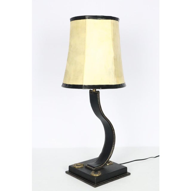Black Leather Lamp by James Adnet, 1950s For Sale - Image 13 of 13