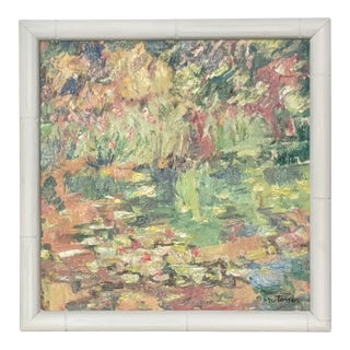 Modern Impressionist Botanical Landscape Painting Framed For Sale