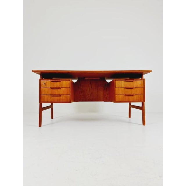 Danish Teak Executive Model No 75 Desk by Omann Jun, 1960s For Sale - Image 4 of 18