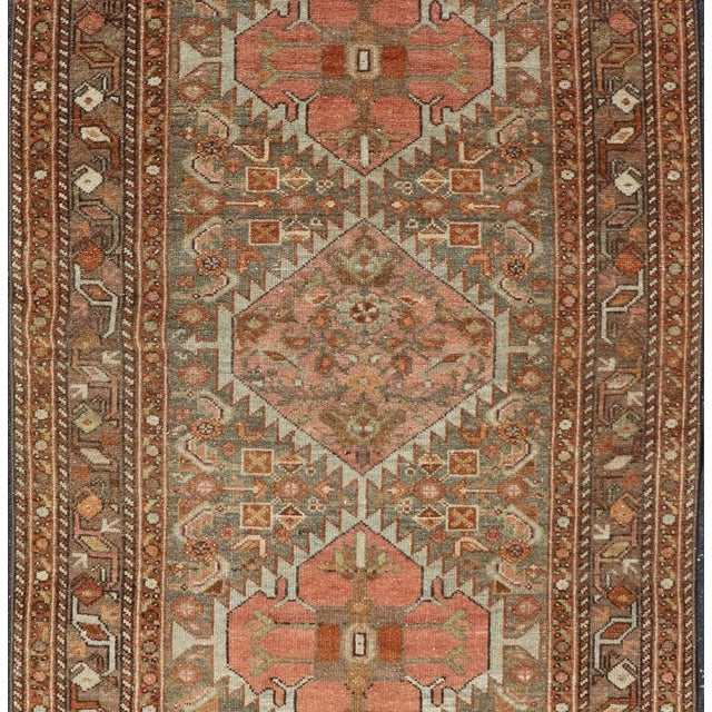 Antique Persian Hamedan in Rustic Earthy Tones With Tribal Medallions For Sale In Atlanta - Image 6 of 12