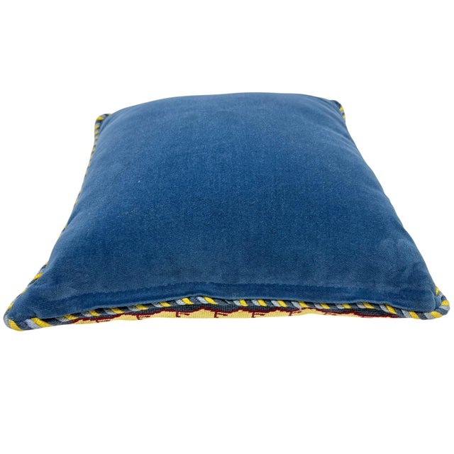 Vintage Yellow and Blue Rooster Country Needlepoint Pillow For Sale In New York - Image 6 of 6