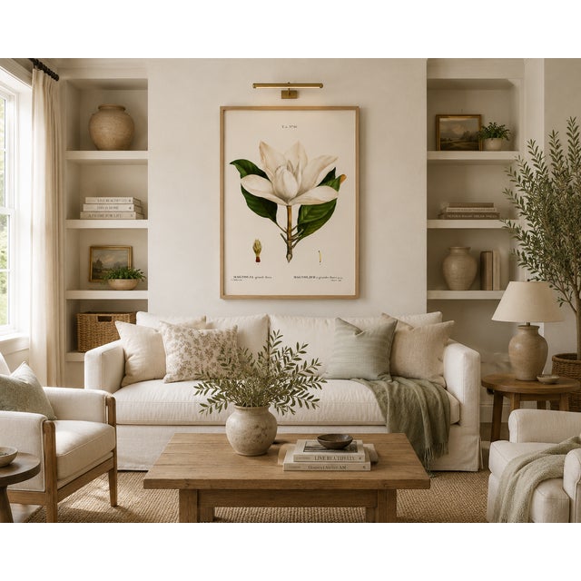White Southern Magnolia, Redouté Botanical Print, 18" X 24" For Sale - Image 8 of 9