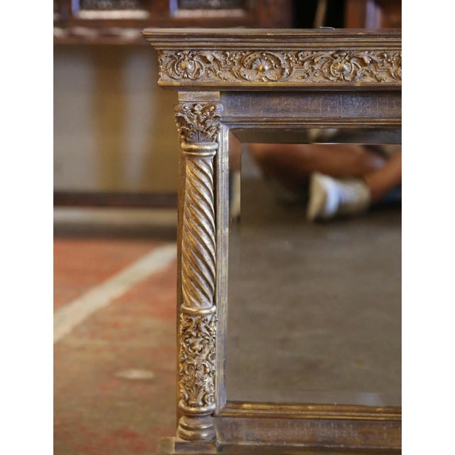 Vintage Italian Baroque Carved Giltwood Wall Mirror For Sale - Image 4 of 7