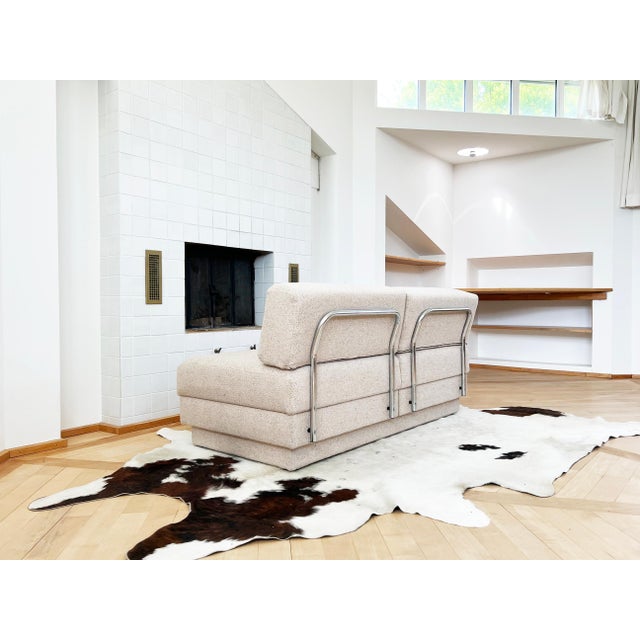 This unique midcentury design sofa/daybed / Lounge chairs with a table in between is incredibly versatile and minimal! A...