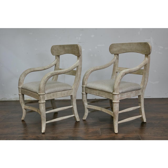 Mid 20th Century Pair of Swedish Midcentury Whitewash Upholstered Armchairs, Scandinavian Modern For Sale - Image 4 of 10