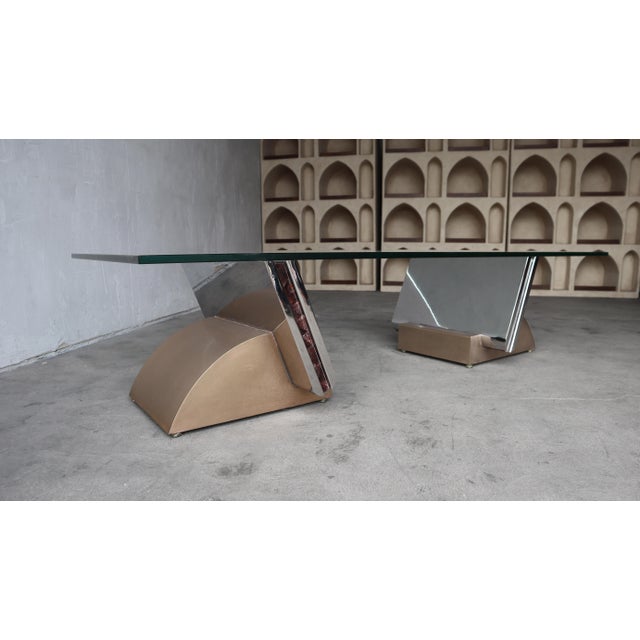 Art Deco Italian Art Deco Chrome and Bronze Coffee Table For Sale - Image 3 of 10