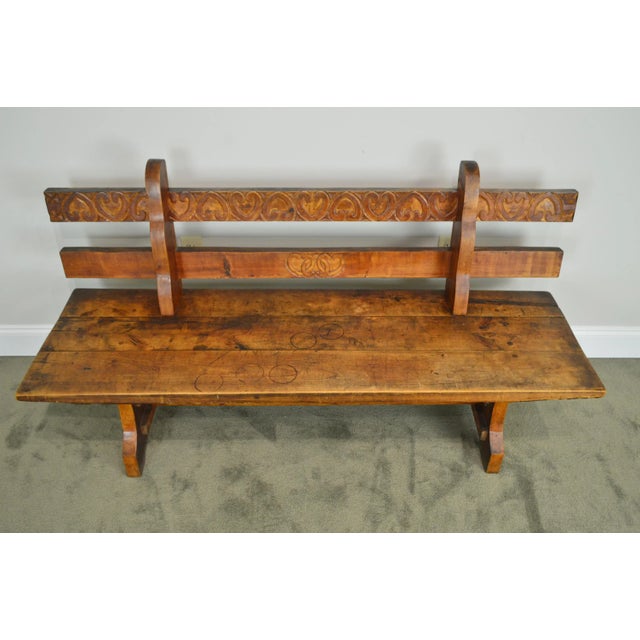 Rustic Antique Rustic Arts & Crafts Bench Settee For Sale - Image 3 of 13