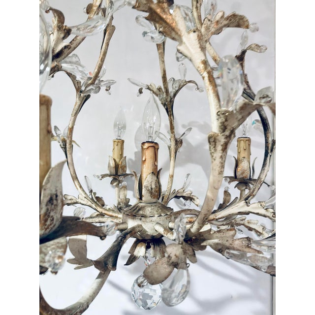 Metal Myran Allan Luxury Italian Lighting Gold Leaf Finished Iron and Angel Wing Swarovski Crystal Chandelier For Sale - Image 7 of 7