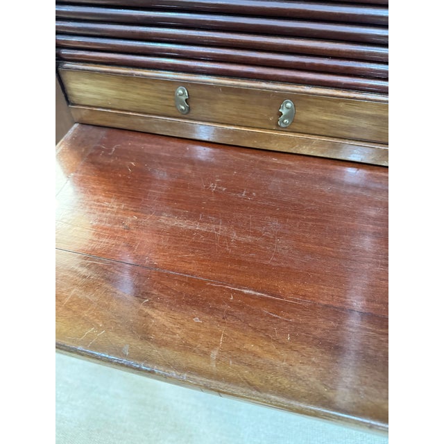 Vintage French Art Deco Oak Notary Cabinet With Tambour Doors For Sale - Image 9 of 10