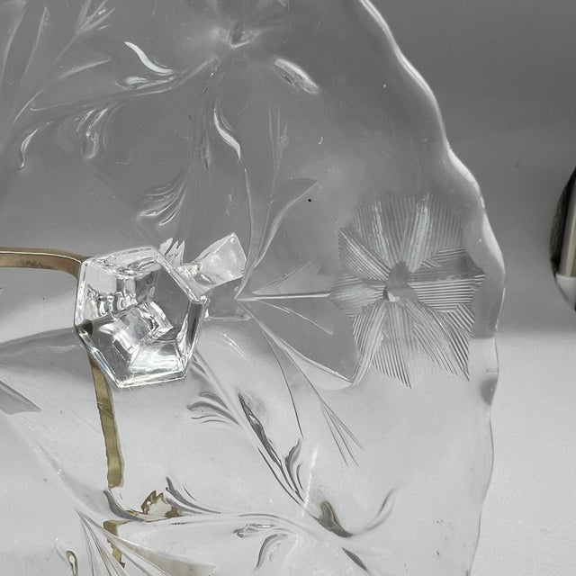 Glass Vintage American Brilliant Period Cut Glass Three Toed Footed Bon Bon Dish For Sale - Image 7 of 12