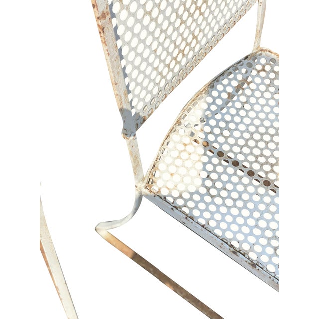 Mid-Century Modern Patina Perforated Patio Chairs - Set of 4 For Sale In Los Angeles - Image 6 of 7