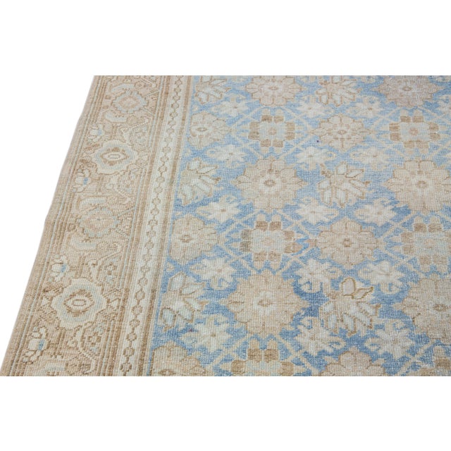 Textile Antique Tabriz Persian Blue Handmade Floral Pattern Wool Rug For Sale - Image 7 of 10