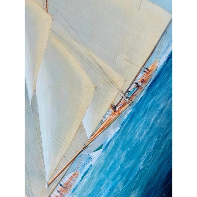 Late 20th Century Vintage ‘Yachts of the America’s Cup’ Tim Thompson Signed Special Edition Framed Print of 1903 Race Shamrock III v. Reliance, Late 20th Century For Sale - Image 5 of 12