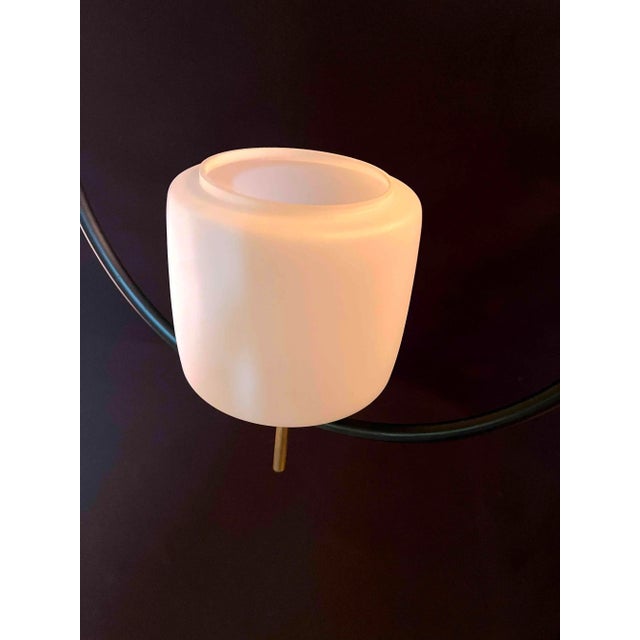 Metal Maison Lunel, Mid-Century Black and Brass Circular Pendant, France For Sale - Image 7 of 8