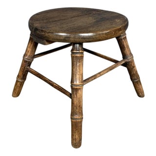 Stool in Beech and Faux Bamboo For Sale