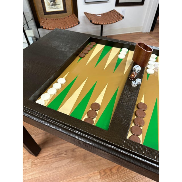 Black Mid 20th Century Faux Snakeskin Game Table with Removable Top For Sale - Image 8 of 18