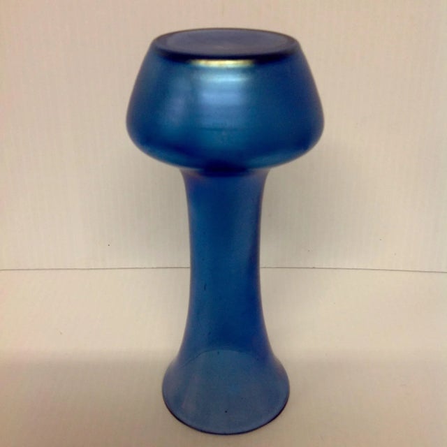 Dark Blue Iridescent Art Deco Glass Vase For Sale - Image 4 of 6