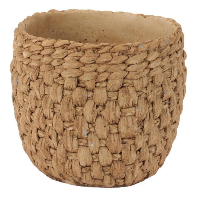 Woven Texture Cement Planter 7"D For Sale