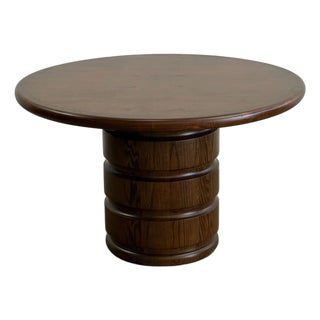 Burl & Oak Pedestal Column Table For Sale