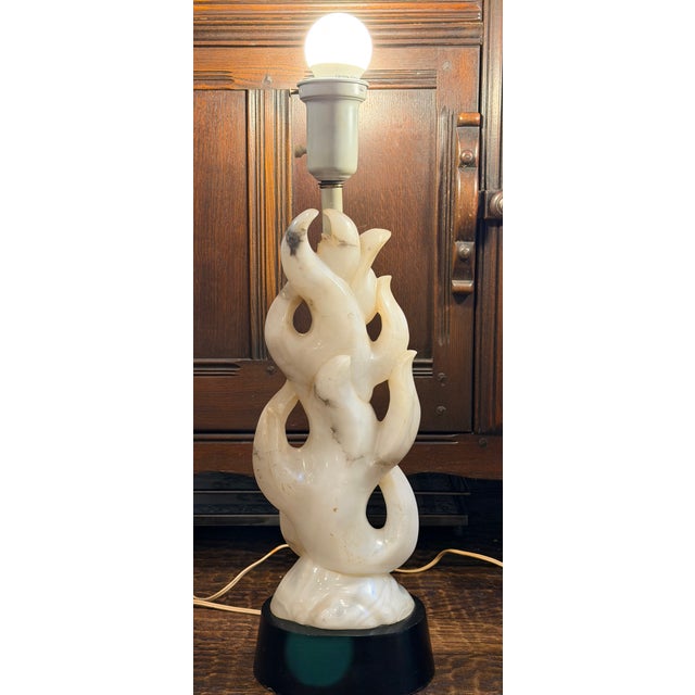 1951 Maurizio Tempestini for Lightolier Alabaster Flame Table Lamps - a Pair For Sale - Image 12 of 15