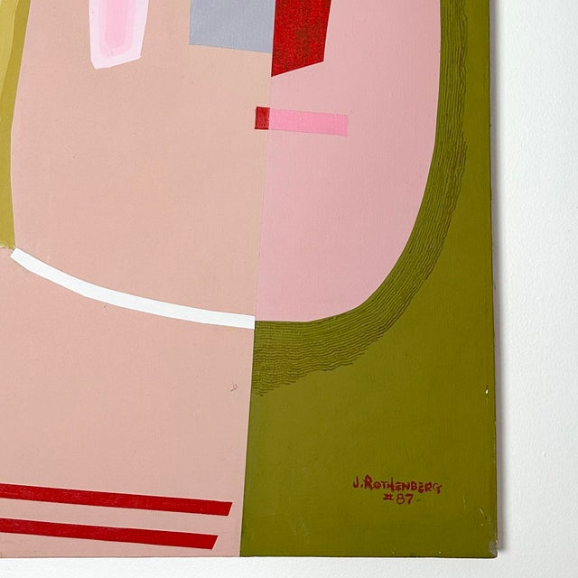 Pink J. Rothenberg (Active C. 1935-1990) Cubist Modernist Original Painting For Sale - Image 8 of 11