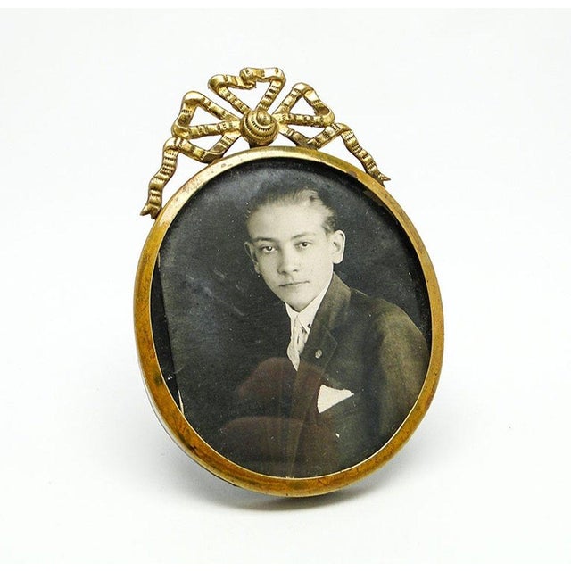 Metal Antique Art Nouveau Frame in Brass, 1890s For Sale - Image 7 of 7