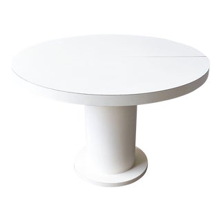 Postmodern White Matte Laminate Round Extendable Dining Table For Sale