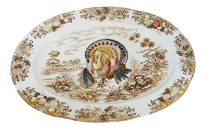 Vintage Transferware XL Turkey Platter Ironstone Thanksgiving