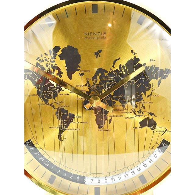 Mid-Century Brass Table Clock attributed to Wilhelm Kienzle, Germany, 1960s For Sale - Image 10 of 18