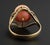 Art Nouveau 18k Gold Angel Skin Coral Cabochon Cocktail Ring Vintage For Sale - Image 3 of 5
