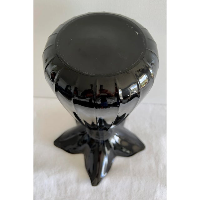 Mid-Century Modern Mid-Century Modern Flared Tall Black Glass Vase For Sale - Image 3 of 13