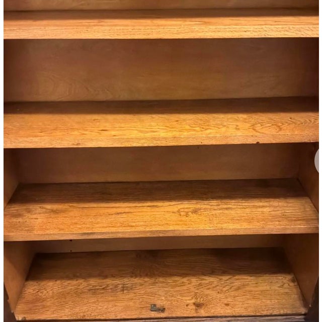 Early 20th Century Antique Arts and Crafts Bookcase - Leaded Glass Doors-Solid Oak For Sale - Image 9 of 9