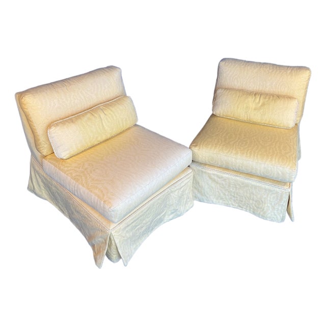Late 20th Century Set of Yellow Slipper Chairs For Sale