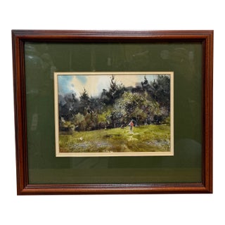 Original Watercolor Landscape Painting, Framed For Sale