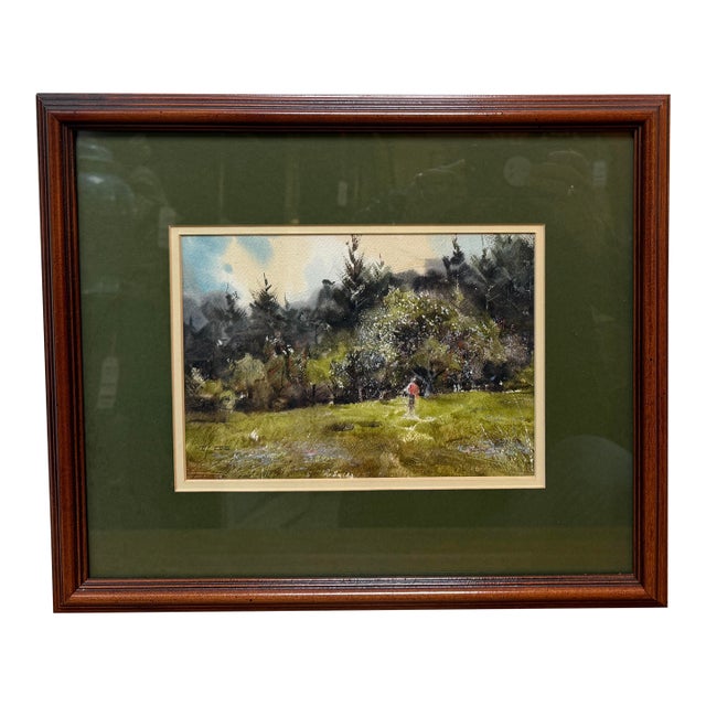 Original Watercolor Landscape Painting, Framed For Sale