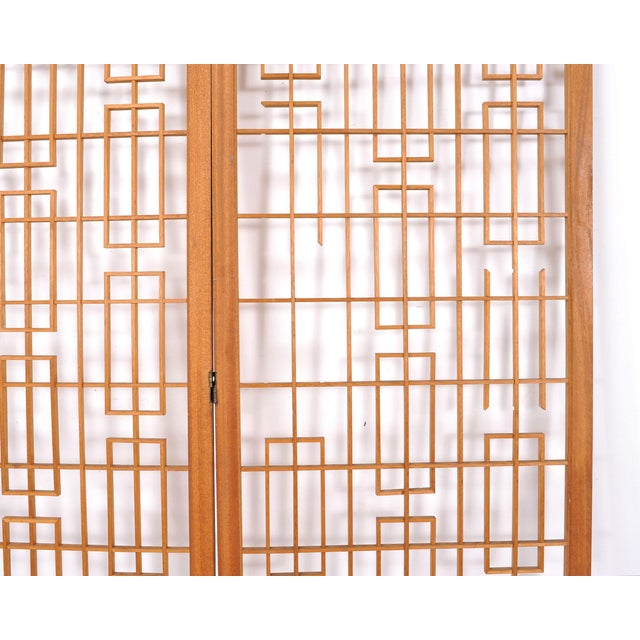 Mid-Century Four-Panel Teak Geometric Screen or Room Divider For Sale In Sacramento - Image 6 of 18