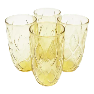 Mid Century Modern Anchor Hocking Honey Gold Madrid Tumblers - 4 Pieces