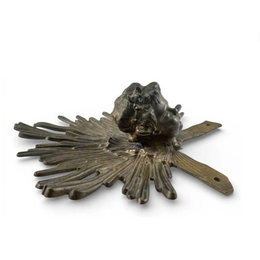 19th Century Bronze Cherub Head With Radiating Sunburst Halo, Ecclesiastical Fragment For Sale In Los Angeles - Image 6 of 8