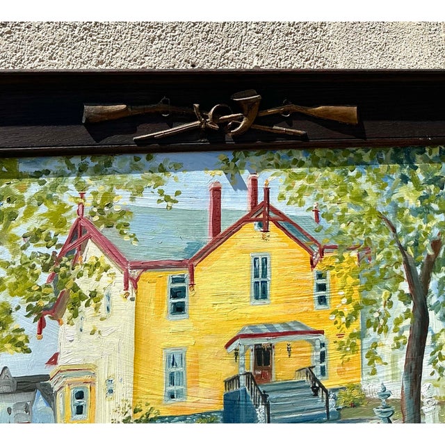 Wood Vintage Boho Primitive Landscape Oil on Board For Sale - Image 7 of 10