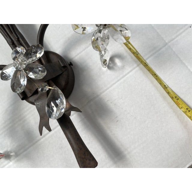 Contemporary Rush and Crystal Flowers Wall Lamp For Sale - Image 4 of 9