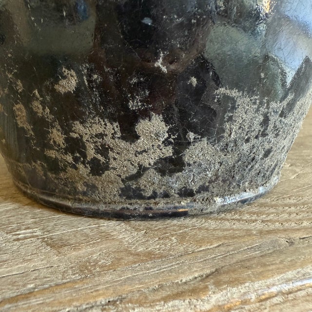Black Glazed Pottery Wabi Sabi Style For Sale - Image 4 of 5