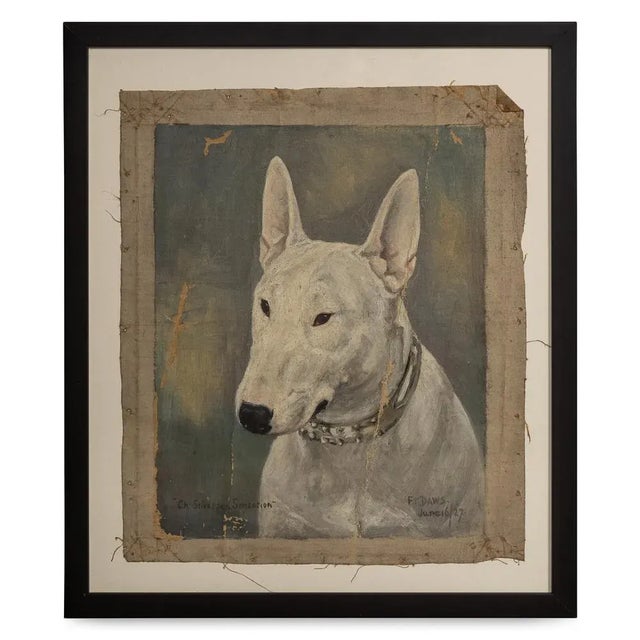 Frederick Thomas Daws, Antique English Bull Terrier, Oil on Canvas, 1920, Framed For Sale - Image 13 of 13
