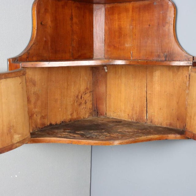 Brown 19th Century Hanging Walnut Corner Cabinet, Italy For Sale - Image 8 of 11
