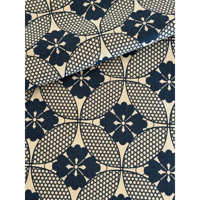 CW Stockwell Solaire Belgian Linen Fabric - 9 Yards Slow-turning caned ceiling fan. Island flowers and graphic geometry....