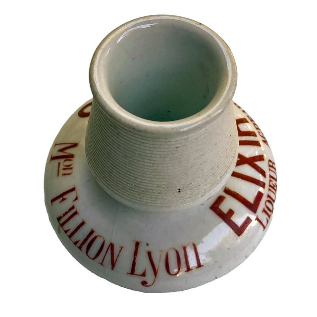French Antique French Exlixir Gaulois Liqueur Ceramic Match Stick Holder For Sale - Image 3 of 8