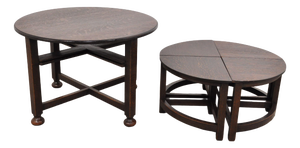 Vintage Oak Coffee Table, 1920s, Set of 5