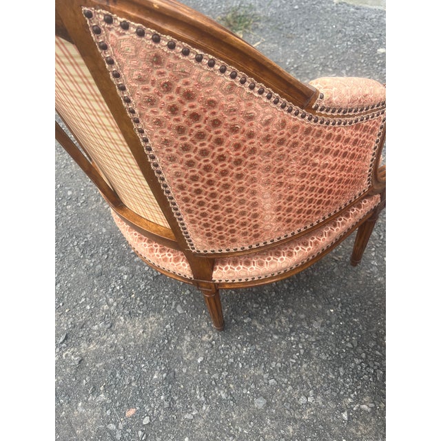 Pair Vintage Michael Taylor Designs French Louis XVI Style Barrel Back Armchairs For Sale In New York - Image 6 of 14