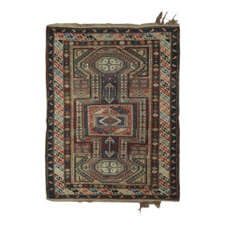 Antique Caucasian Rug With Shield Medallions & Guard Borders - Rug & Kilim For Sale